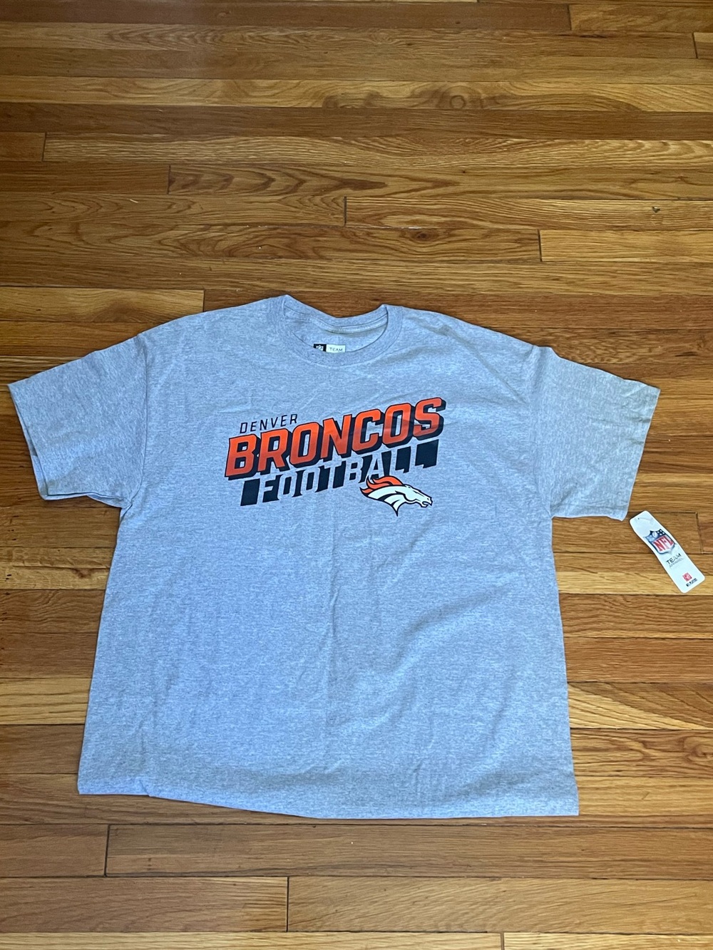 NFL Denver Broncos Gray Tee with Orange and Navy Logo